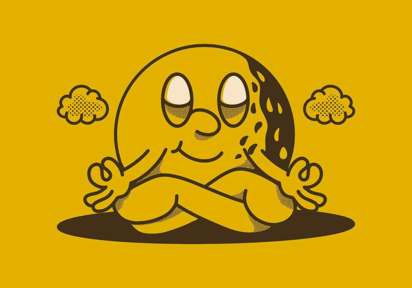 Mascot character of golf ball in meditation pose vector