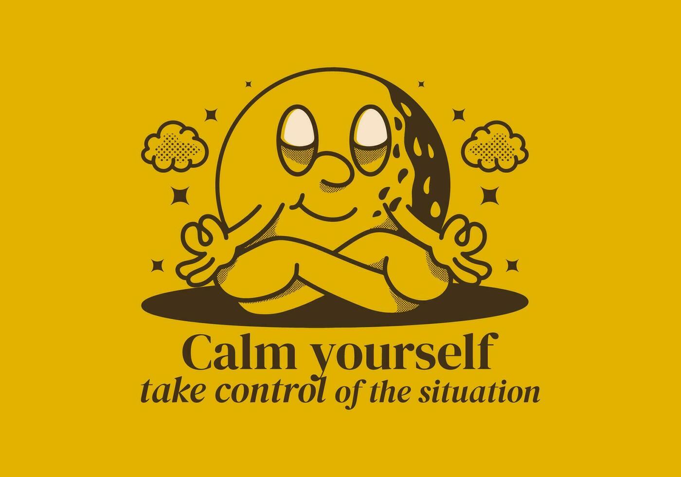 Calm yourself, take control of the situation. Mascot character of golf ball in meditation pose vector