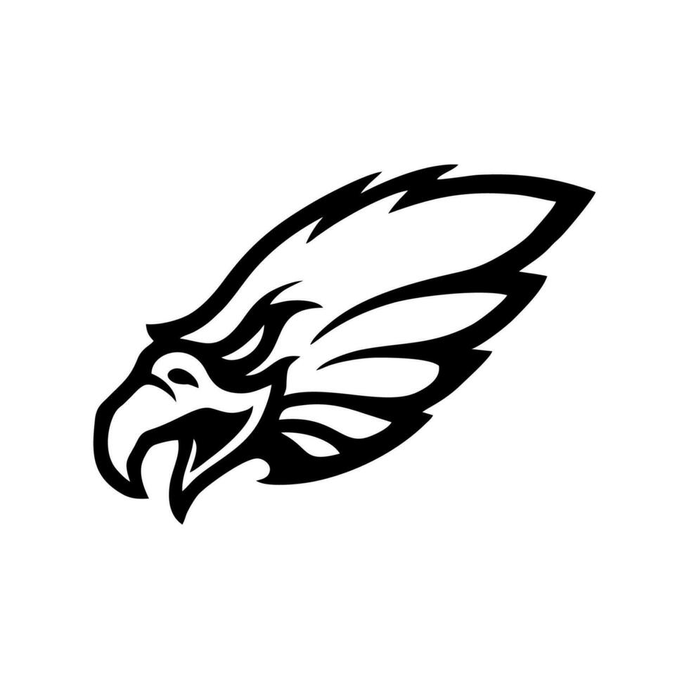 Vector Hand drawn eagle head logo Icon mascot, White Background