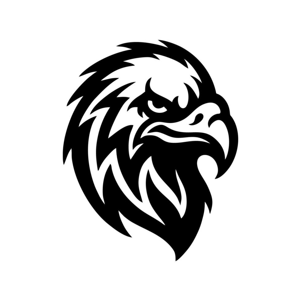 Vector Hand drawn eagle head logo Icon mascot, White Background