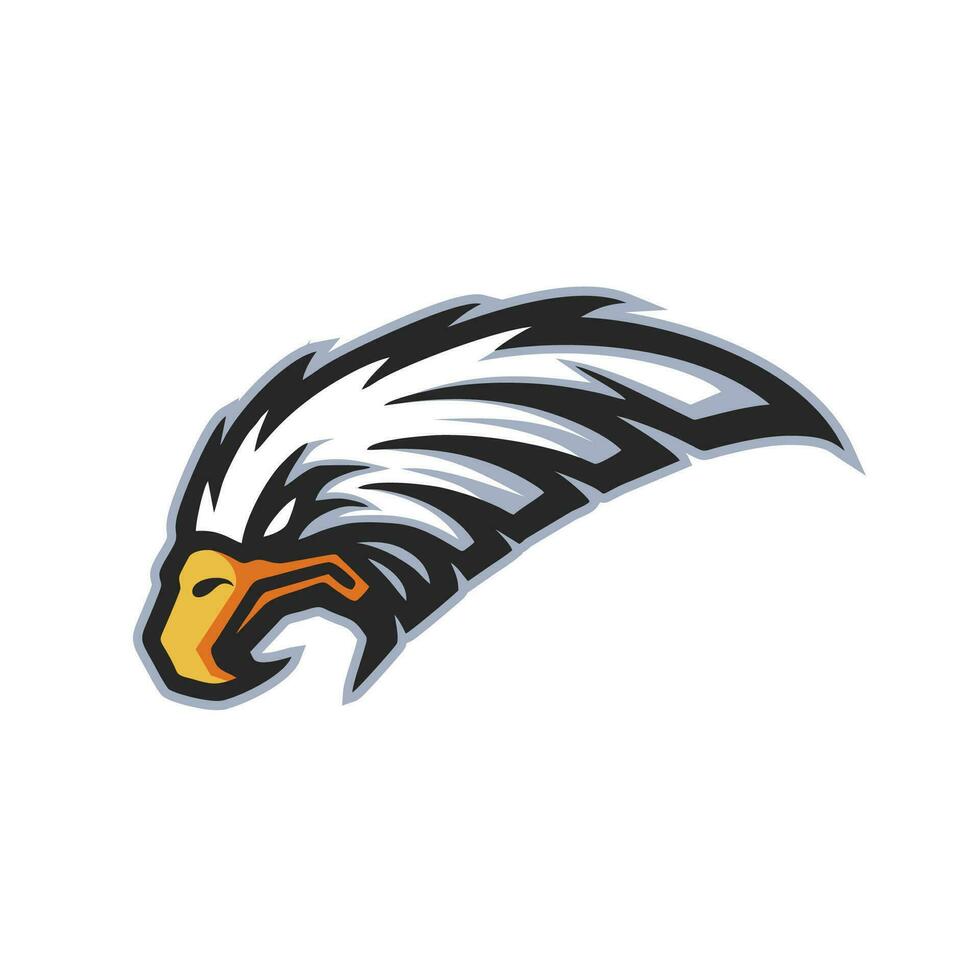 Vector Hand drawn eagle head logo Icon mascot, White Background