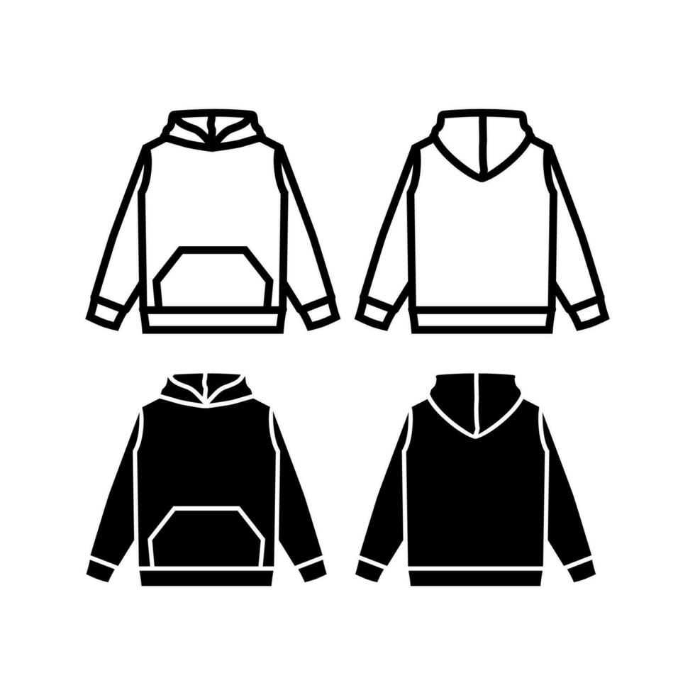 Hoodie, flat sketch, fashion design vector. White Background vector