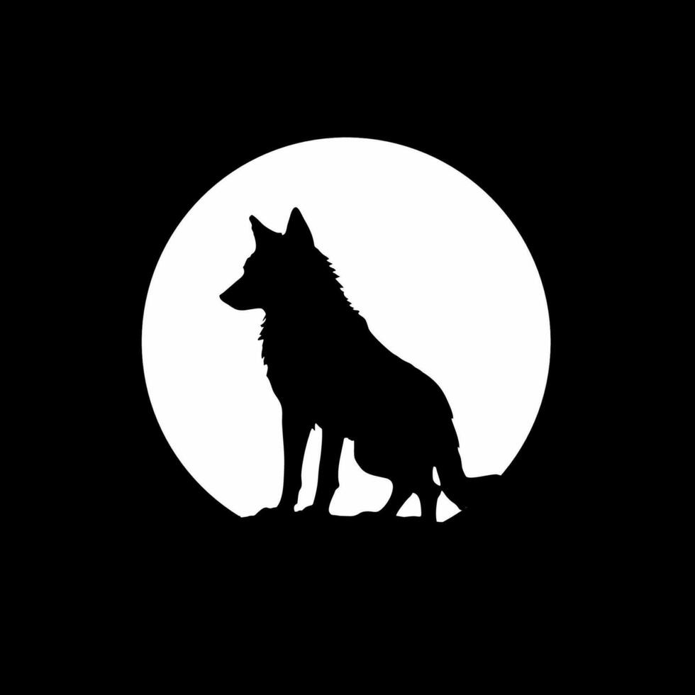 Wolf silhouette isolated on white, wild animal, logo with wolf, vector image