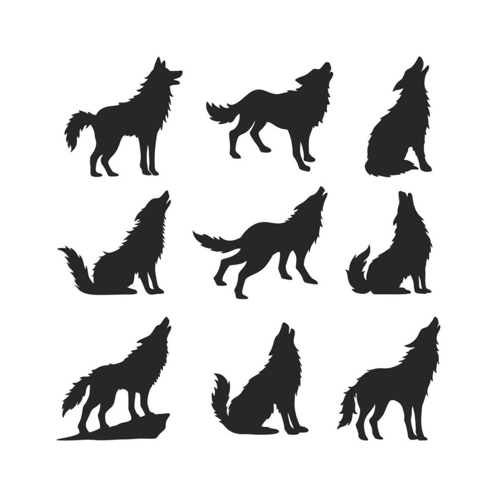 Wolf silhouette isolated on white, wild animal, logo with wolf, vector image
