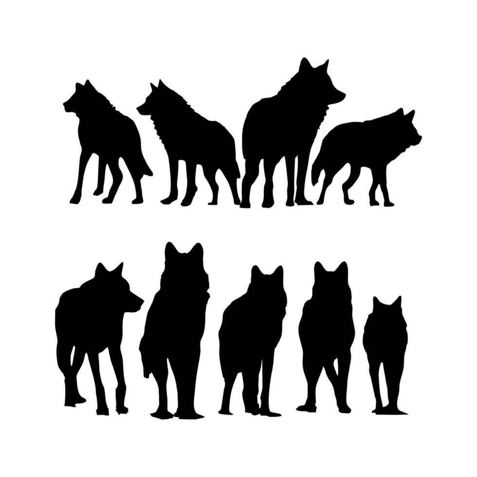 Wolf silhouette isolated on white, wild animal, logo with wolf, vector image