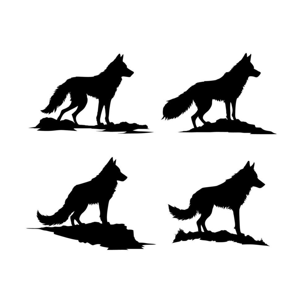 Wolf silhouette isolated on white, wild animal, logo with wolf, vector image
