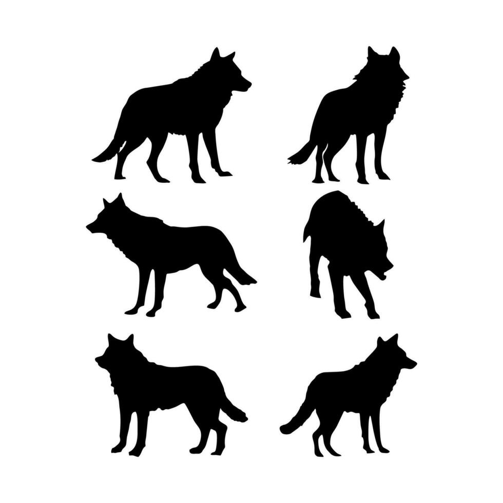 lobo silueta aislado en blanco, salvaje animal, logo con lobo, vector imagen