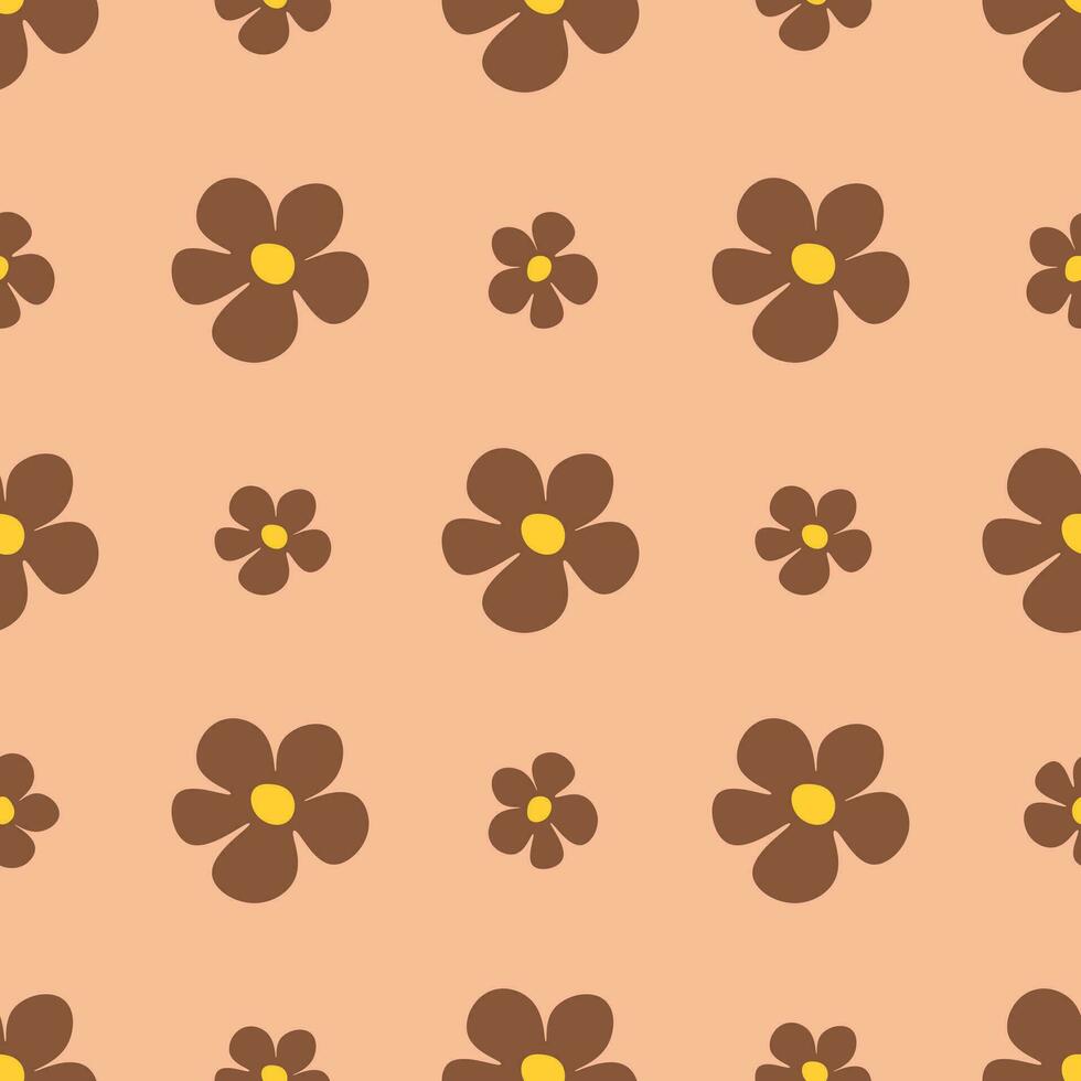 Chamomile floral seamless pattern on Peach Fuzz background vector