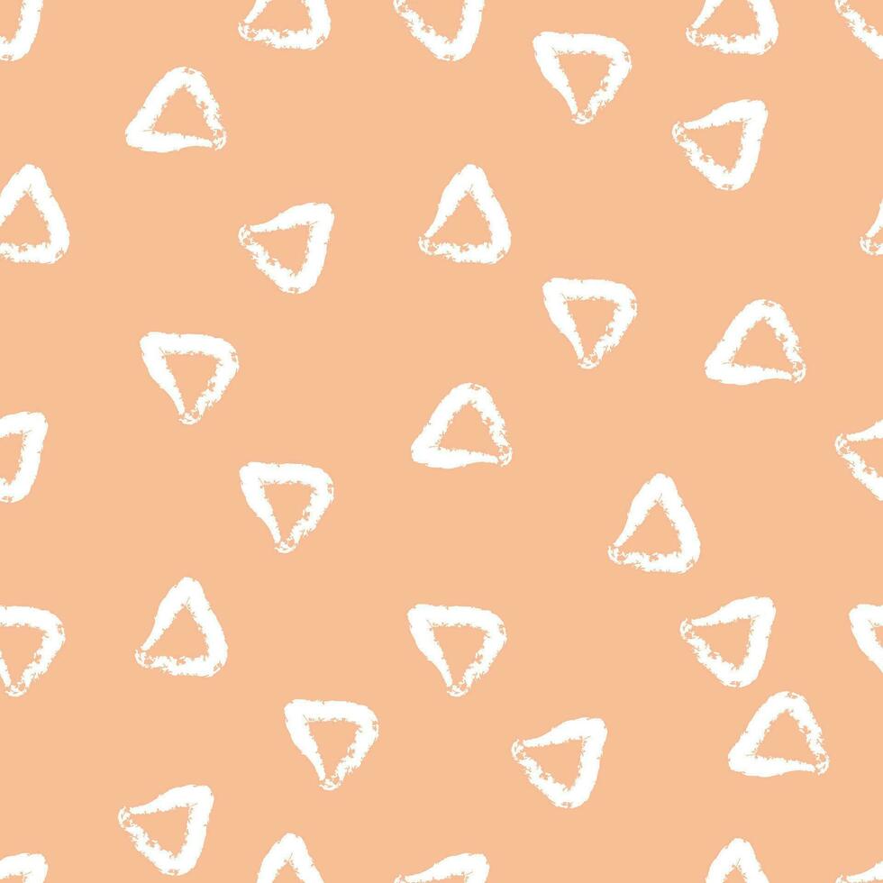 Simple Seamless Vector Pattern with Hand Drawn Irregular Triangles on Peach Fuzz Background. Freehand Geometric Print Ideal for Fabric, Textile, Wrapping Paper. Doodle Triangles Design