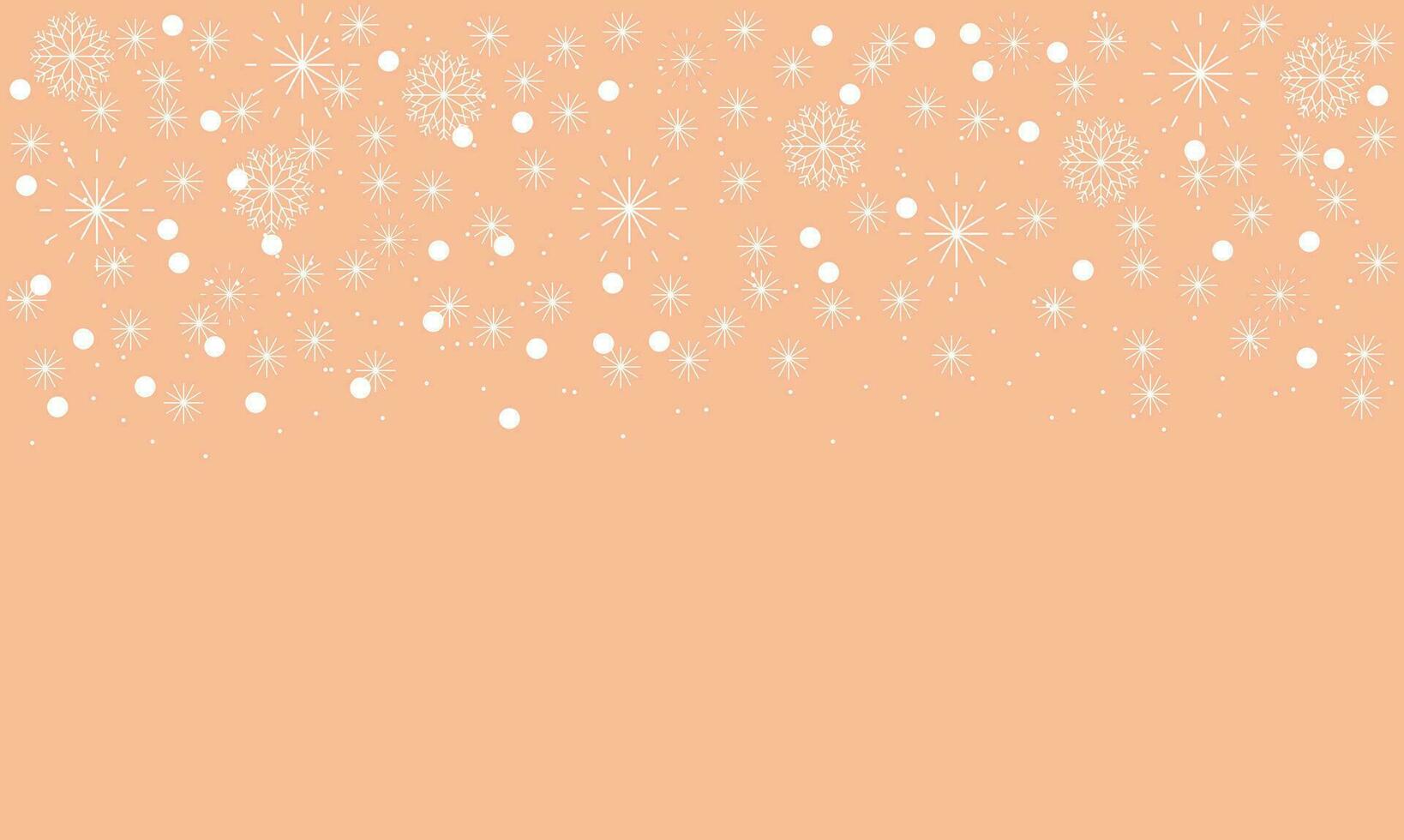 Abstract Christmas Peach Fuzz background with white snowflakes vector