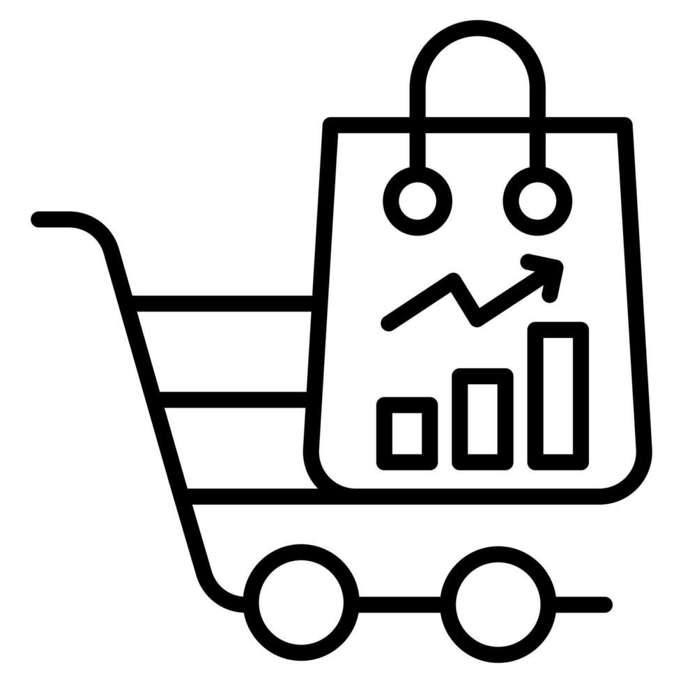 compras tendencias icono línea vector ilustración