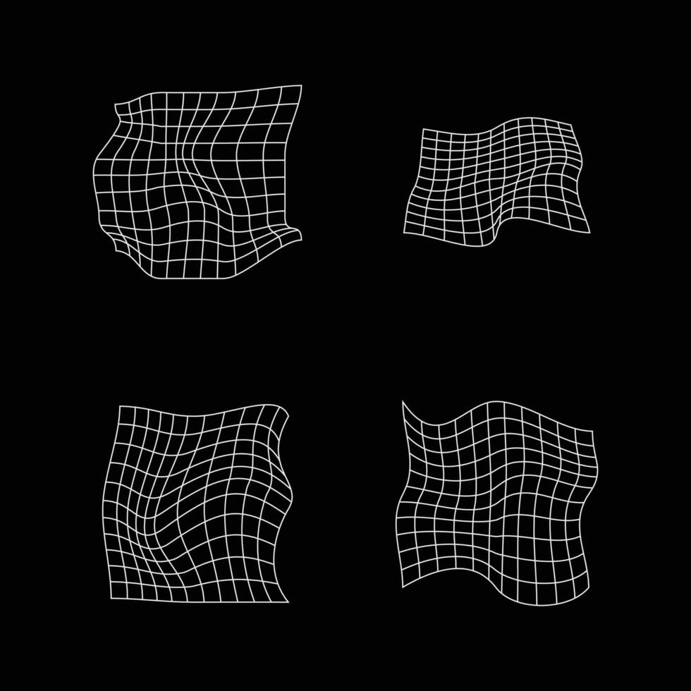 Abstract retro wireframe illustration graphic elements vector
