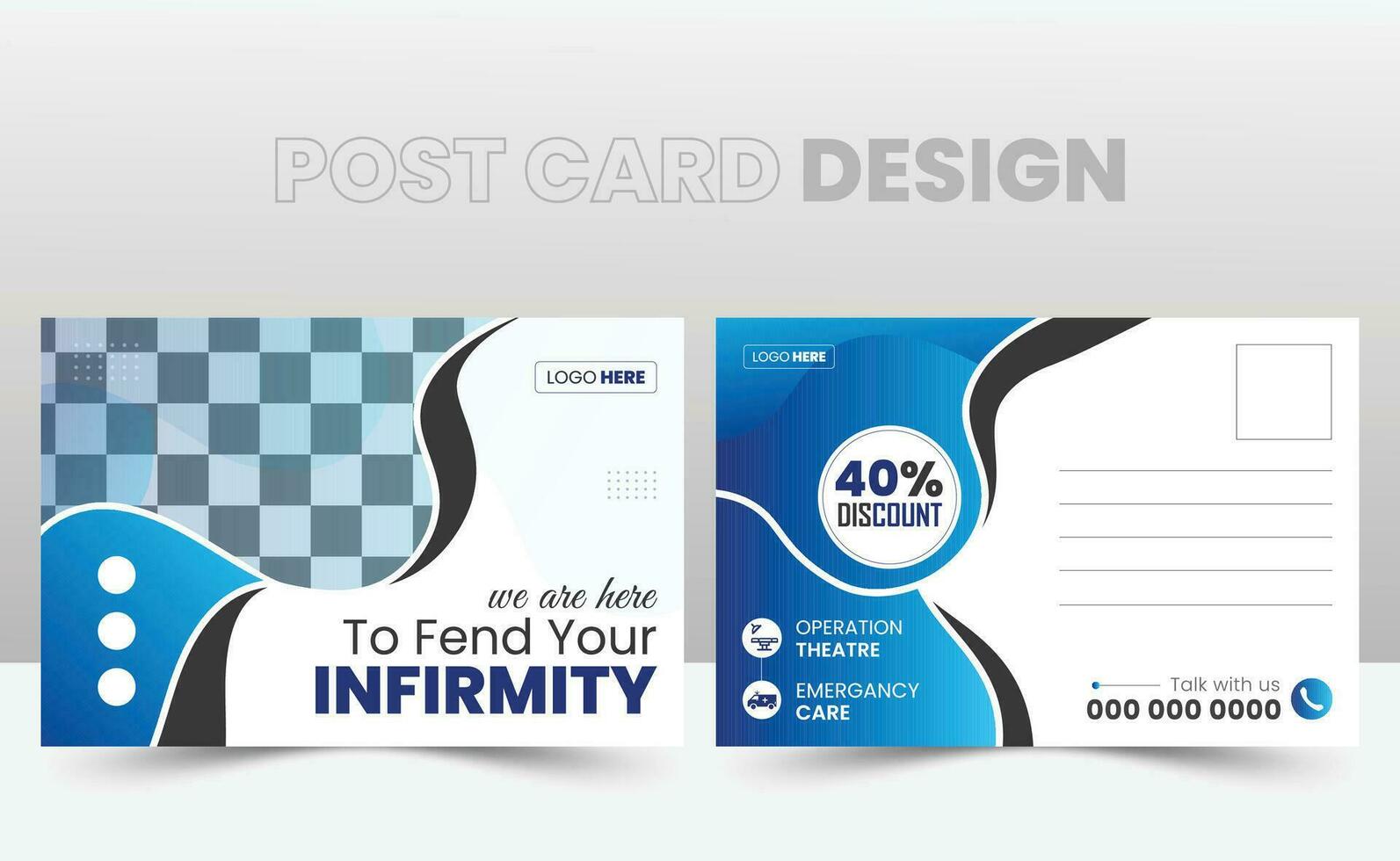 Simple and Clean Medical Post Card Design Template. Medical Post Card Design  pro vector. vector