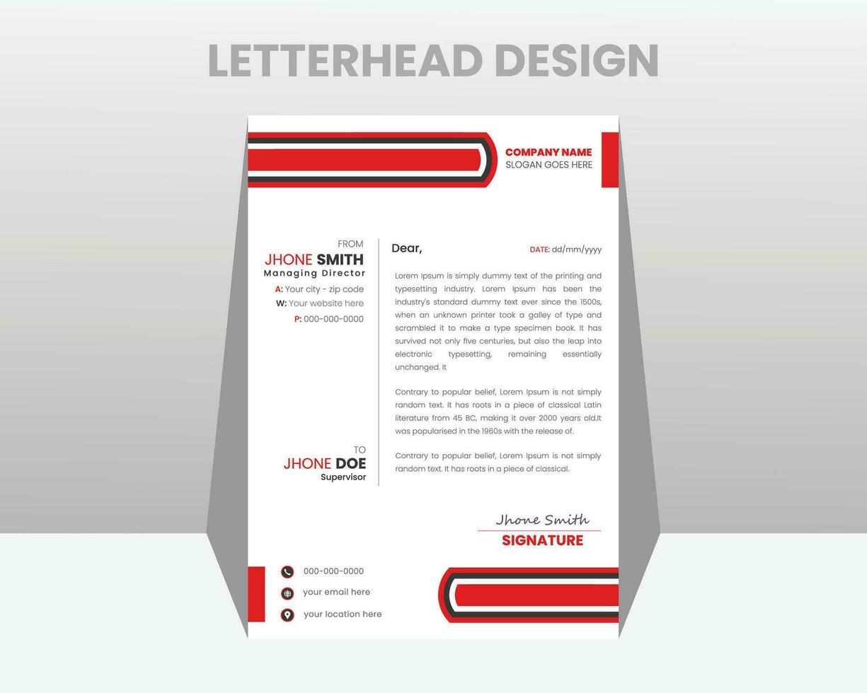 moderno corporativo negocio rojo membrete diseño gratis vector. vector