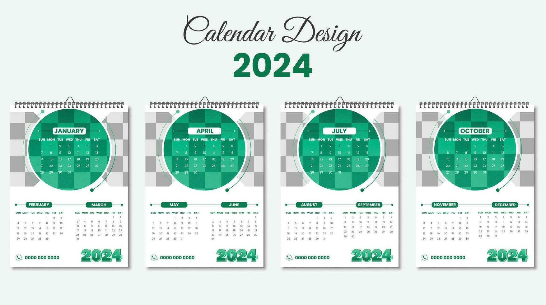 moderno pared calendario diseño para nuevo año 2024. creativo calendario modelo. Pro vector. vector