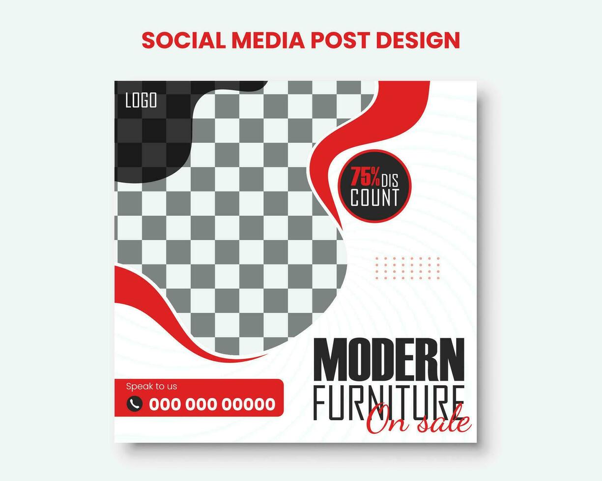Modern furniture sale social media post banner with abstract shapes. free vector. vector