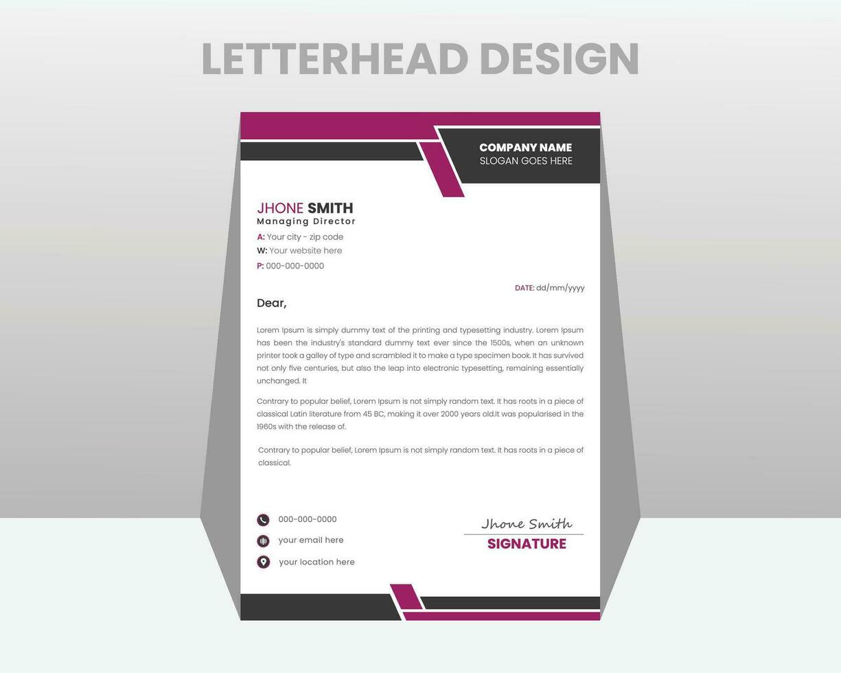 corporate modern letterhead design template. letterhead, letter head, Business letterhead design. Pro Vector