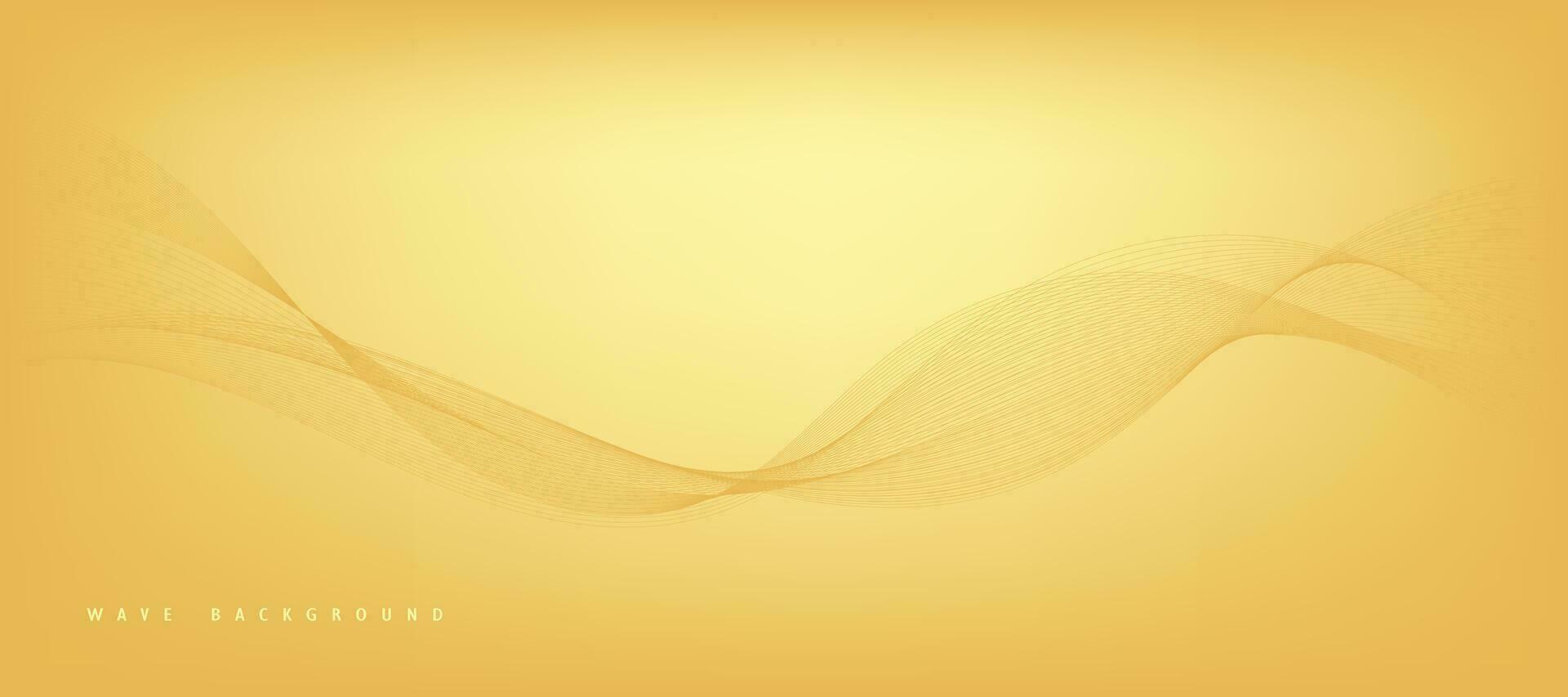 Vector abstract golden gradient background with dynamic golden waves, lines and particles.