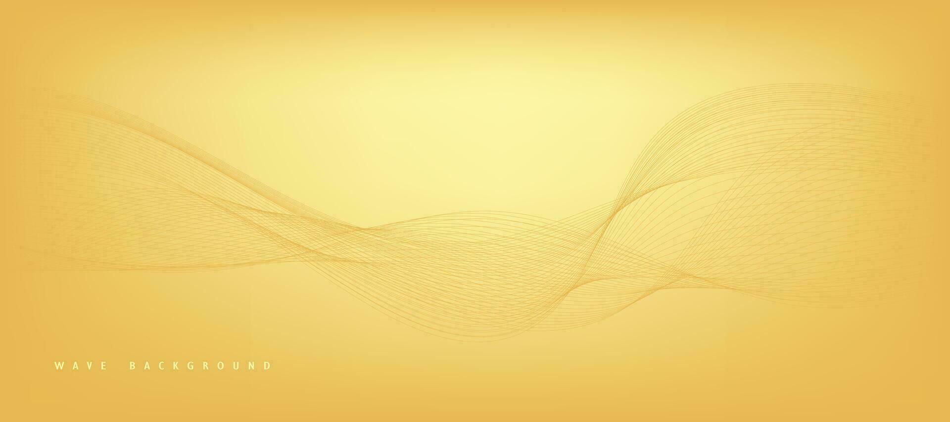 Vector abstract golden gradient background with dynamic golden waves, lines and particles.