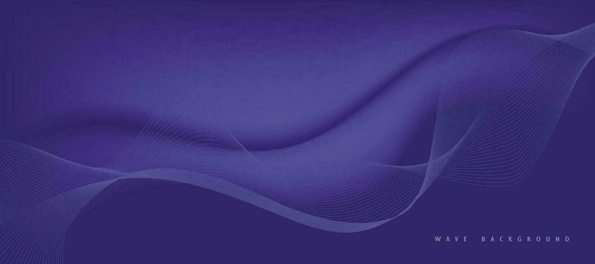 Vector abstract purple background with dynamic purple waves, lines and particles.