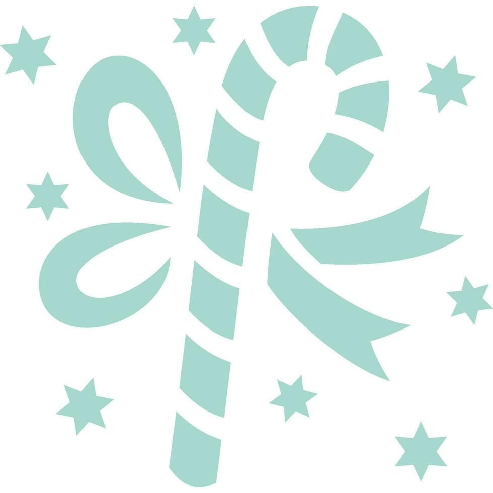 Candy cane with stars and mesh in turquoise with a transparent background vector