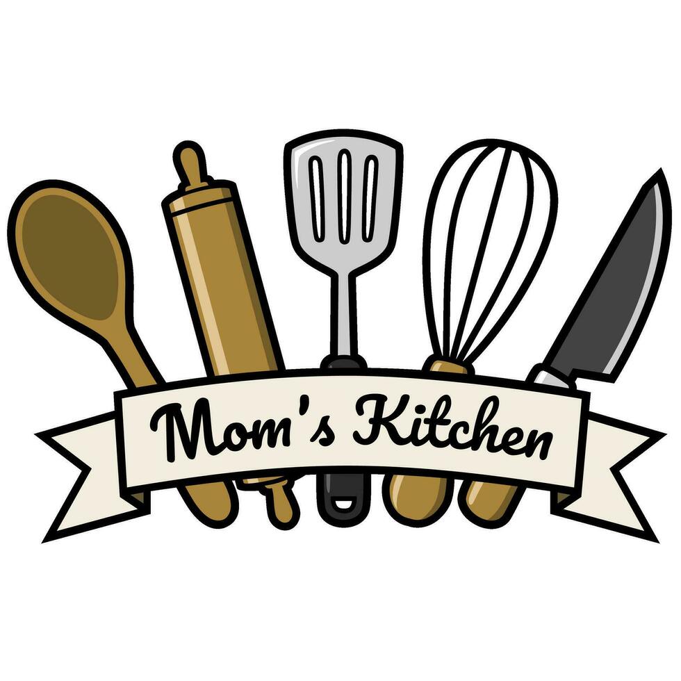 kitchen tool set cartoon logo vector