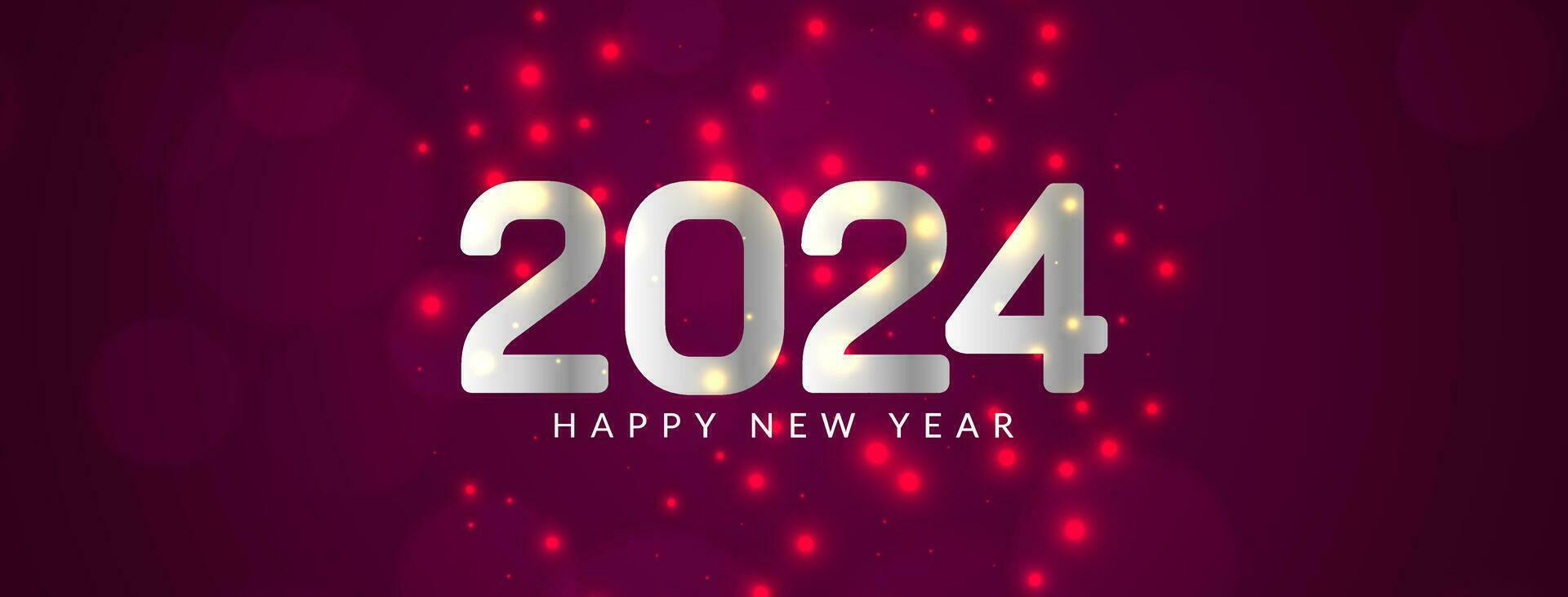 Happy new year 2024 beautiful glossy banner design vector