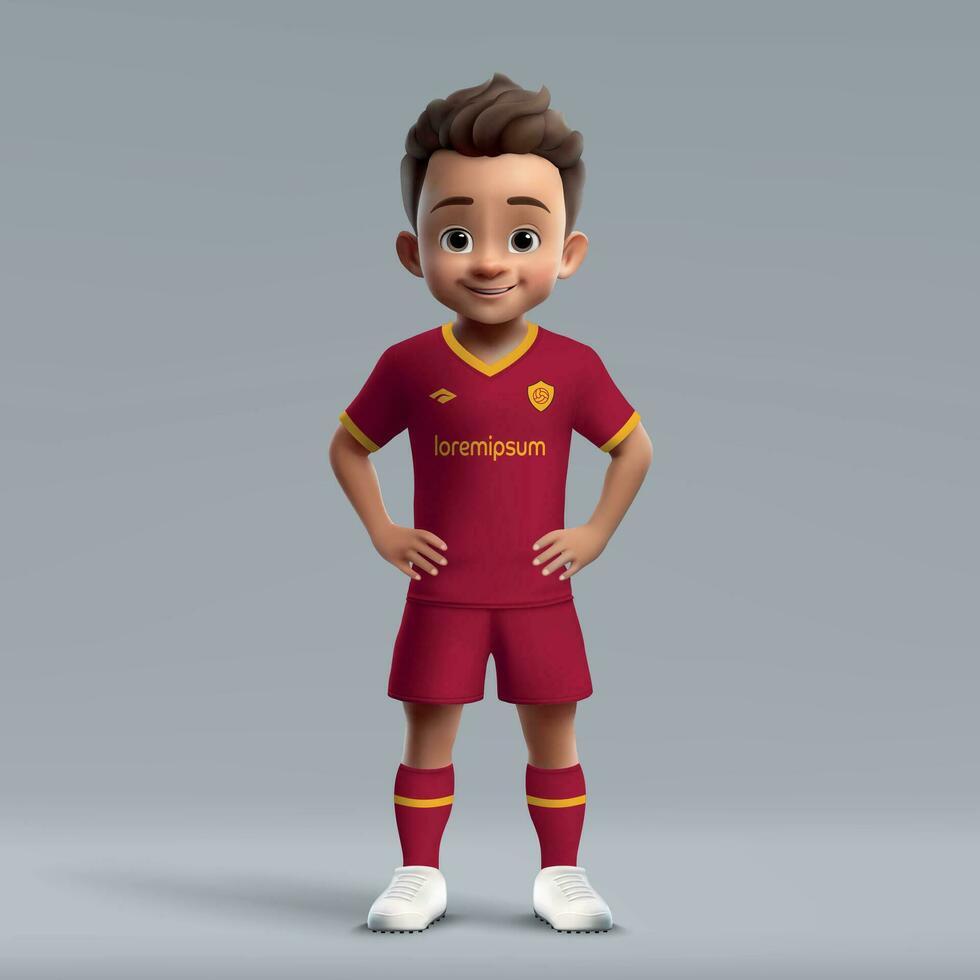 3d dibujos animados linda joven fútbol jugador en fútbol americano uniforme. vector