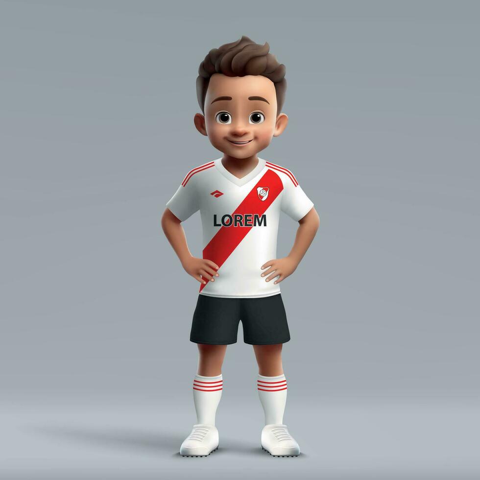 3d dibujos animados linda joven fútbol jugador en fútbol americano uniforme vector