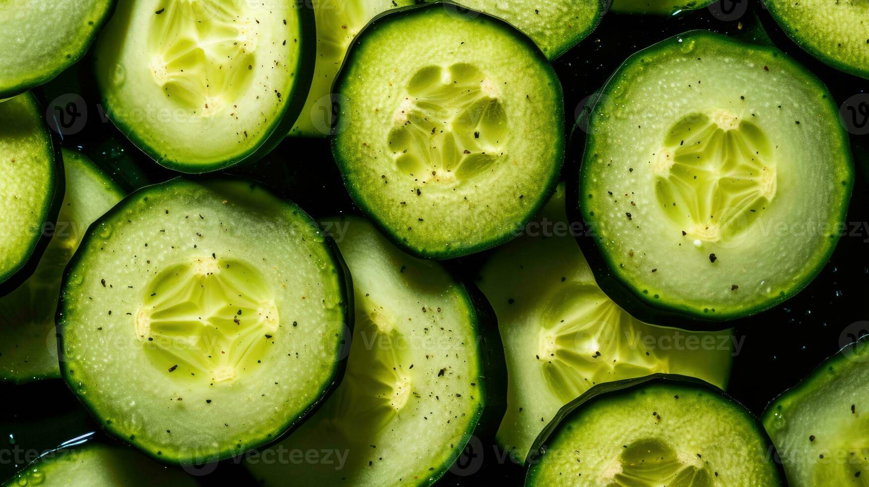 AI Generated Fresh vegetable diet freshness plant juicy green cut nutrition ripe cucumber raw slice photo