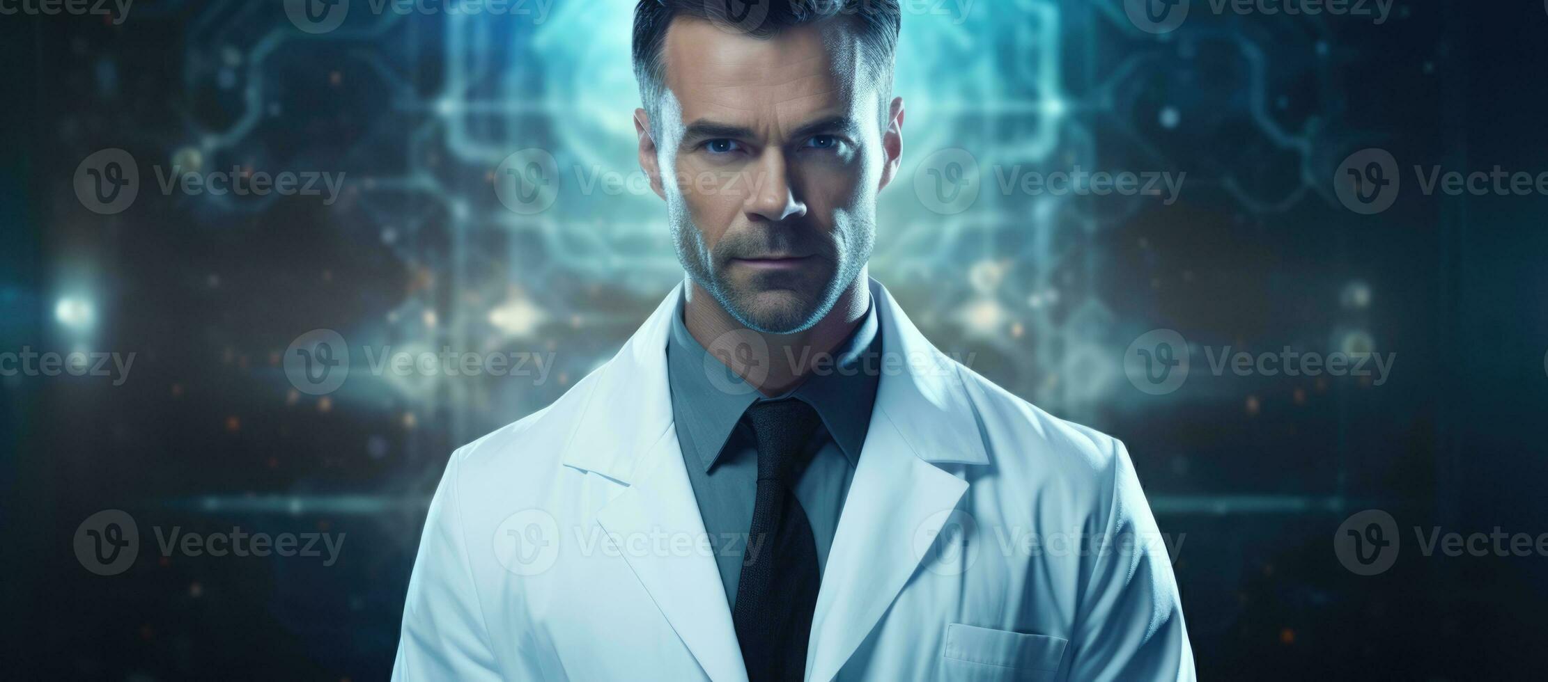 AI Generated Doctor specialist medicine stethoscope young caucasian looking mature men medical photo