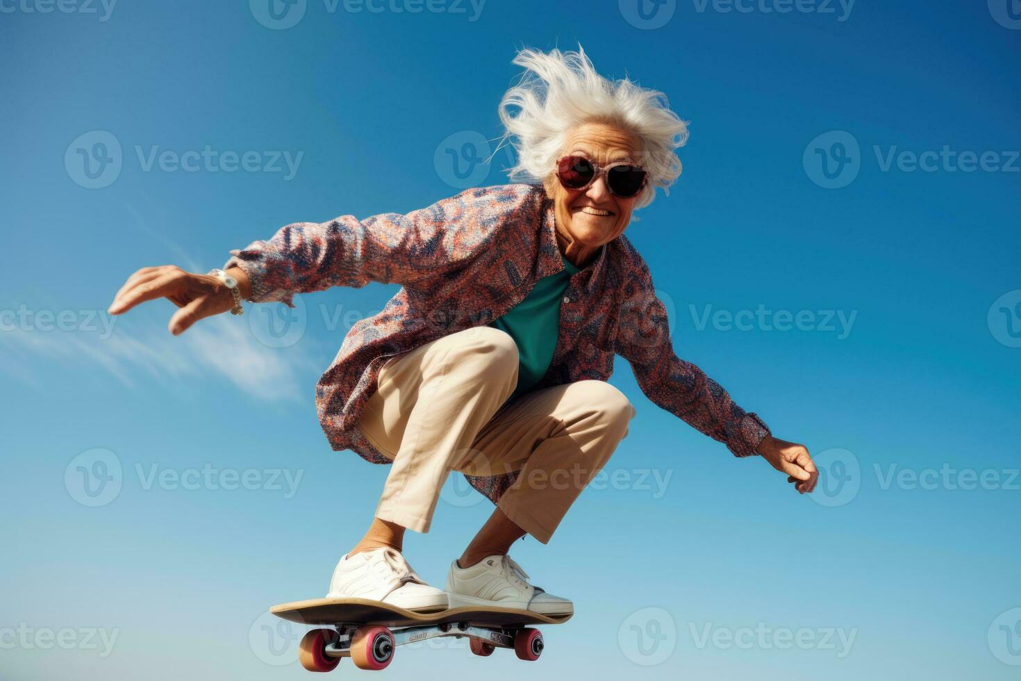 AI Generated Sport woman fun day grandmother cheerful person lifestyle joy beautiful retired happy photo