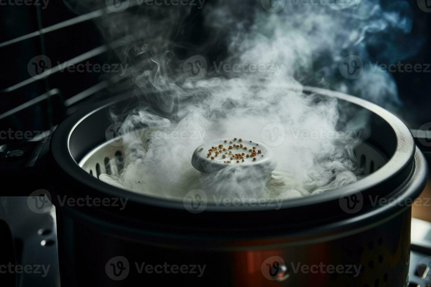 AI Generated Stove pot dish dinner fire food background healthy meal cuisine black fresh delicious photo