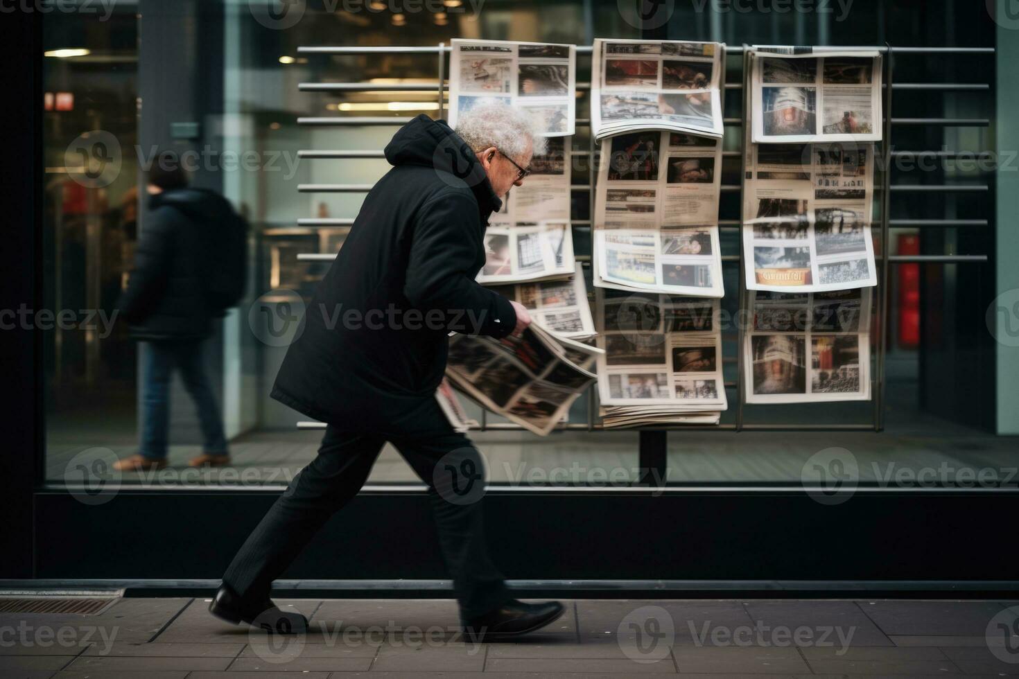 AI Generated Journal press news communication media street newsstand city newspaper business photo