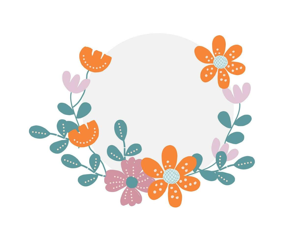 Cute Hand Drawn Flower Wreath vector