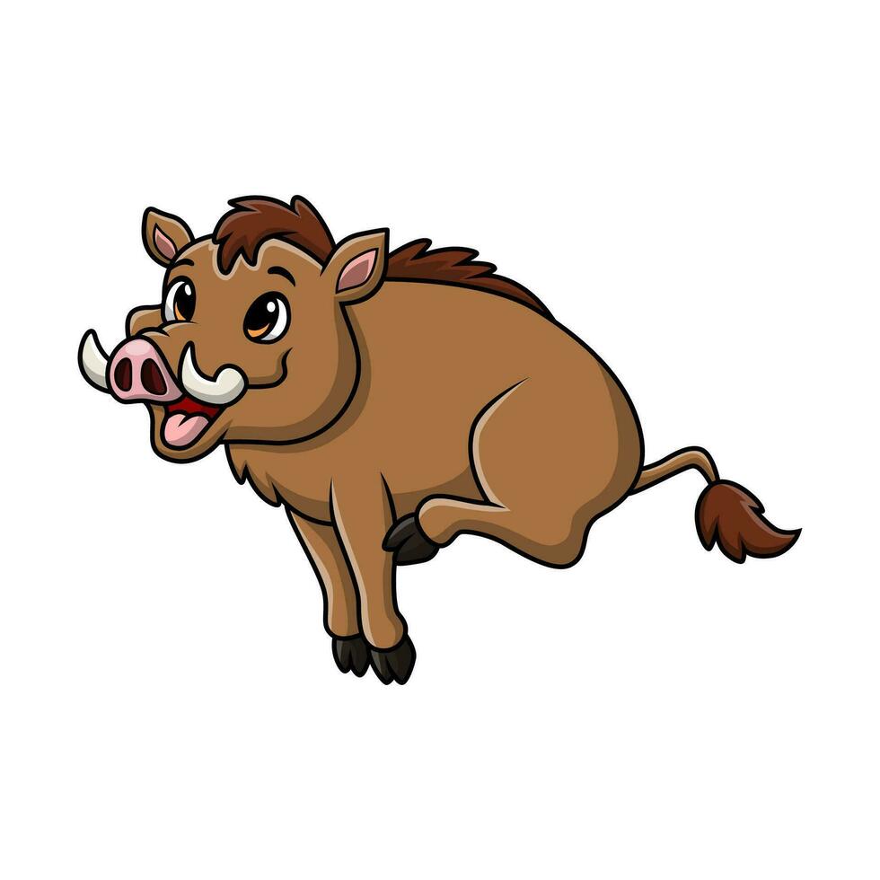 Cute warthog cartoon on white background vector