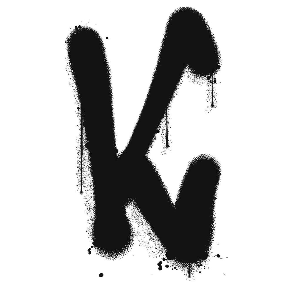 Vector graffiti spray paint alphabet K in isolated background