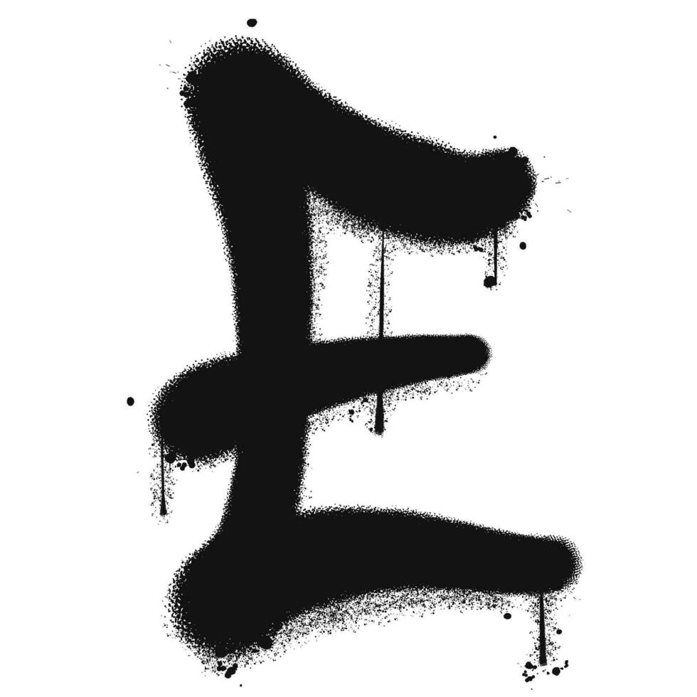 Vector graffiti spray paint alphabet E in isolated background