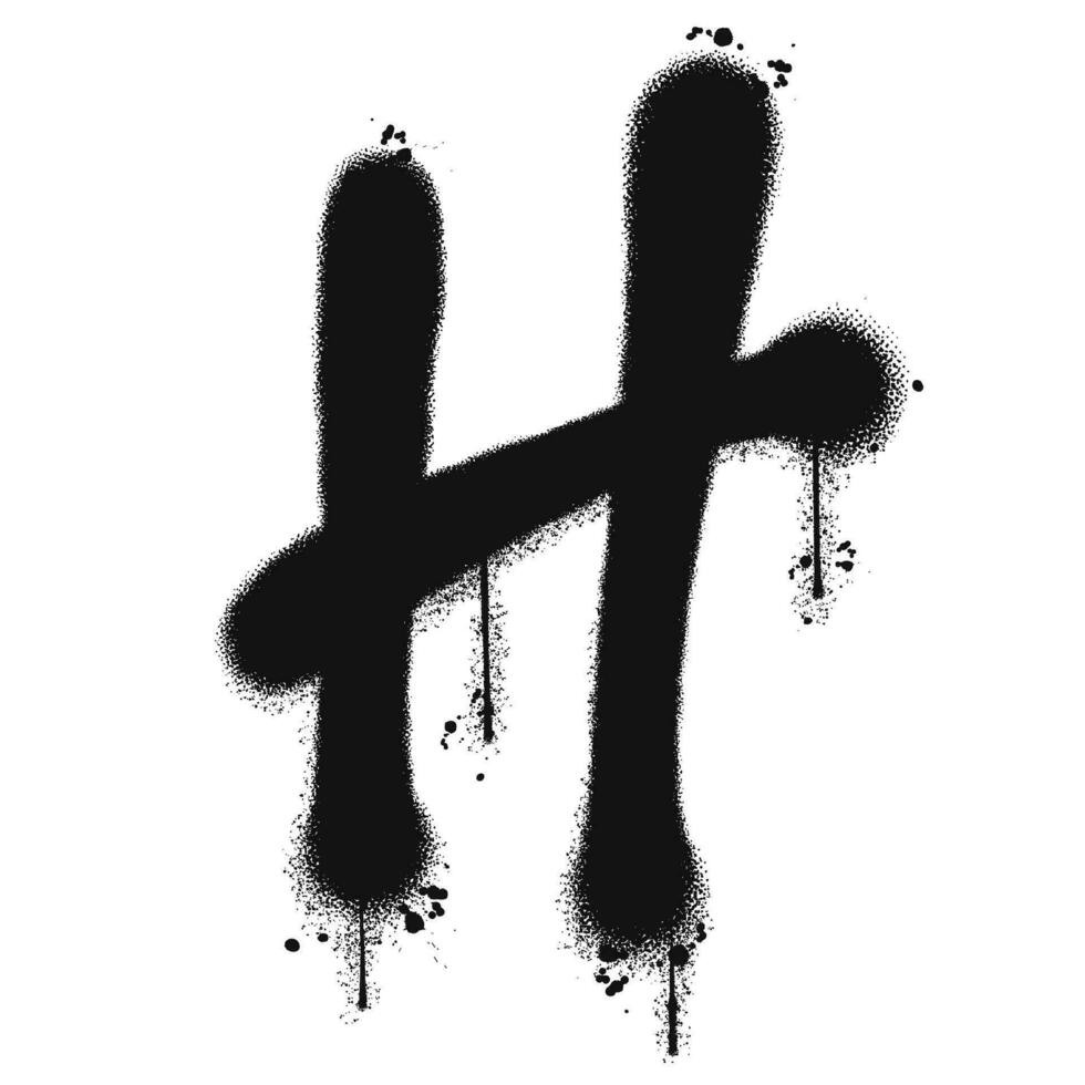 Vector graffiti spray paint alphabet H in isolated background