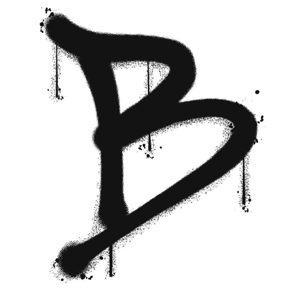 Vector graffiti spray paint alphabet B in isolated background