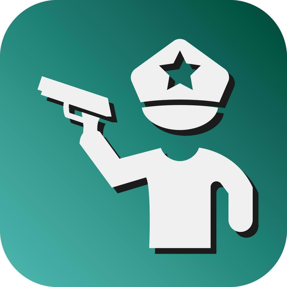 Policeman Holding Gun Vector Glyph Gradient Background Icon For Personal And Commercial Use.
