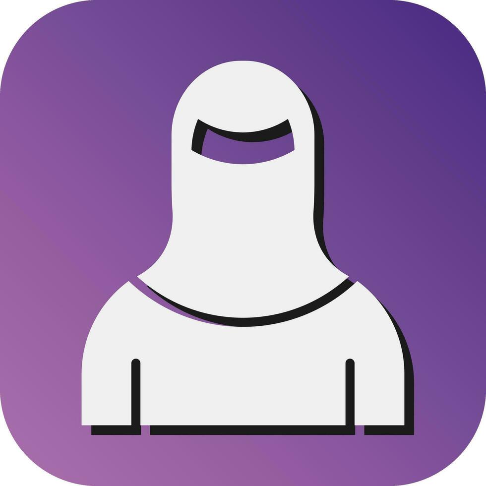 Woman with Niqab Vector Glyph Gradient Background Icon For Personal And Commercial Use.