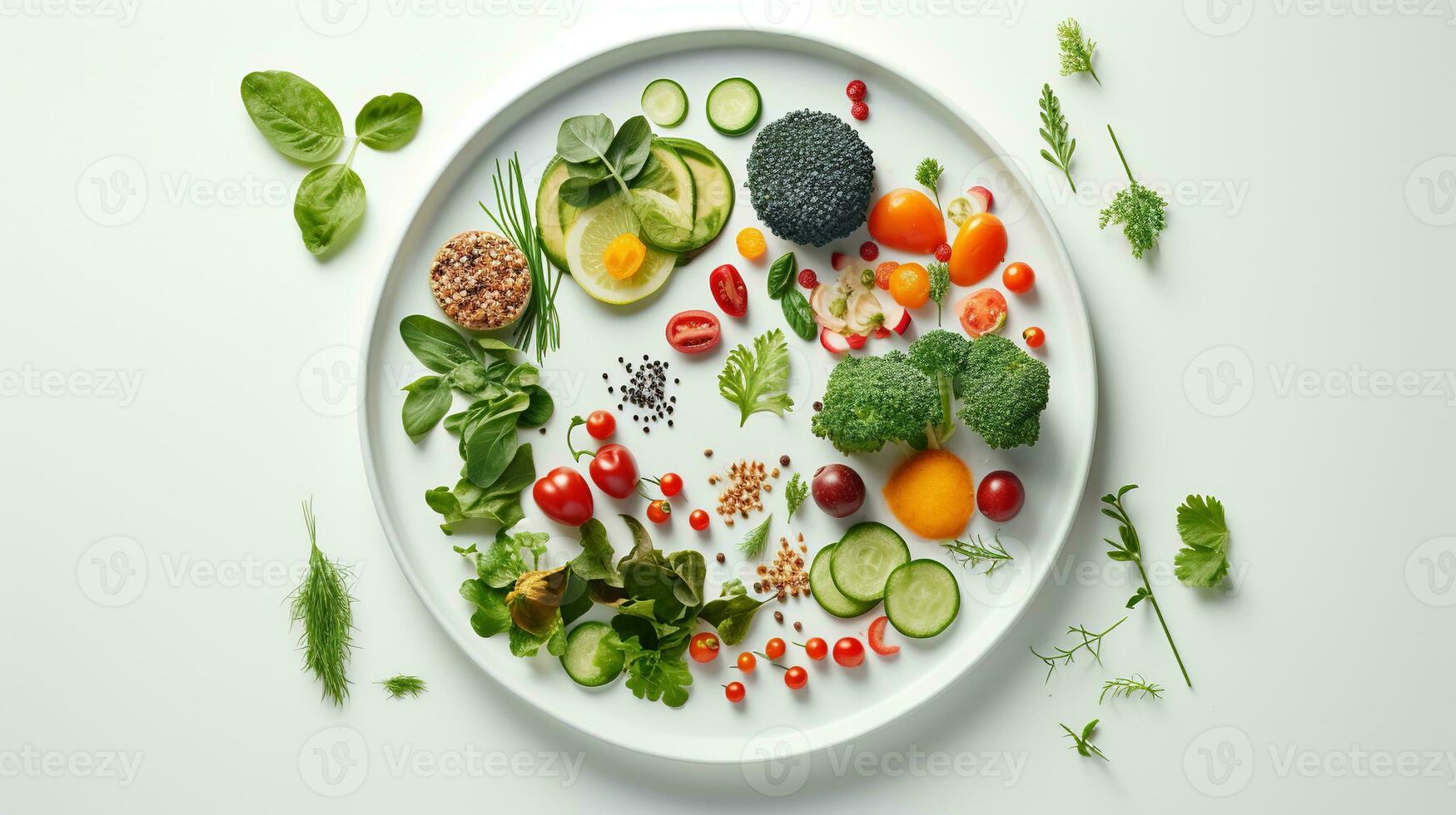 ai generado sano comida en un lámina. dieta, haciendo dieta, sano vida concepto foto