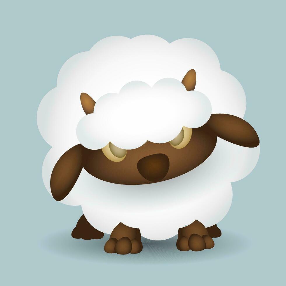 Angry baby sheep isolated vector illustration.