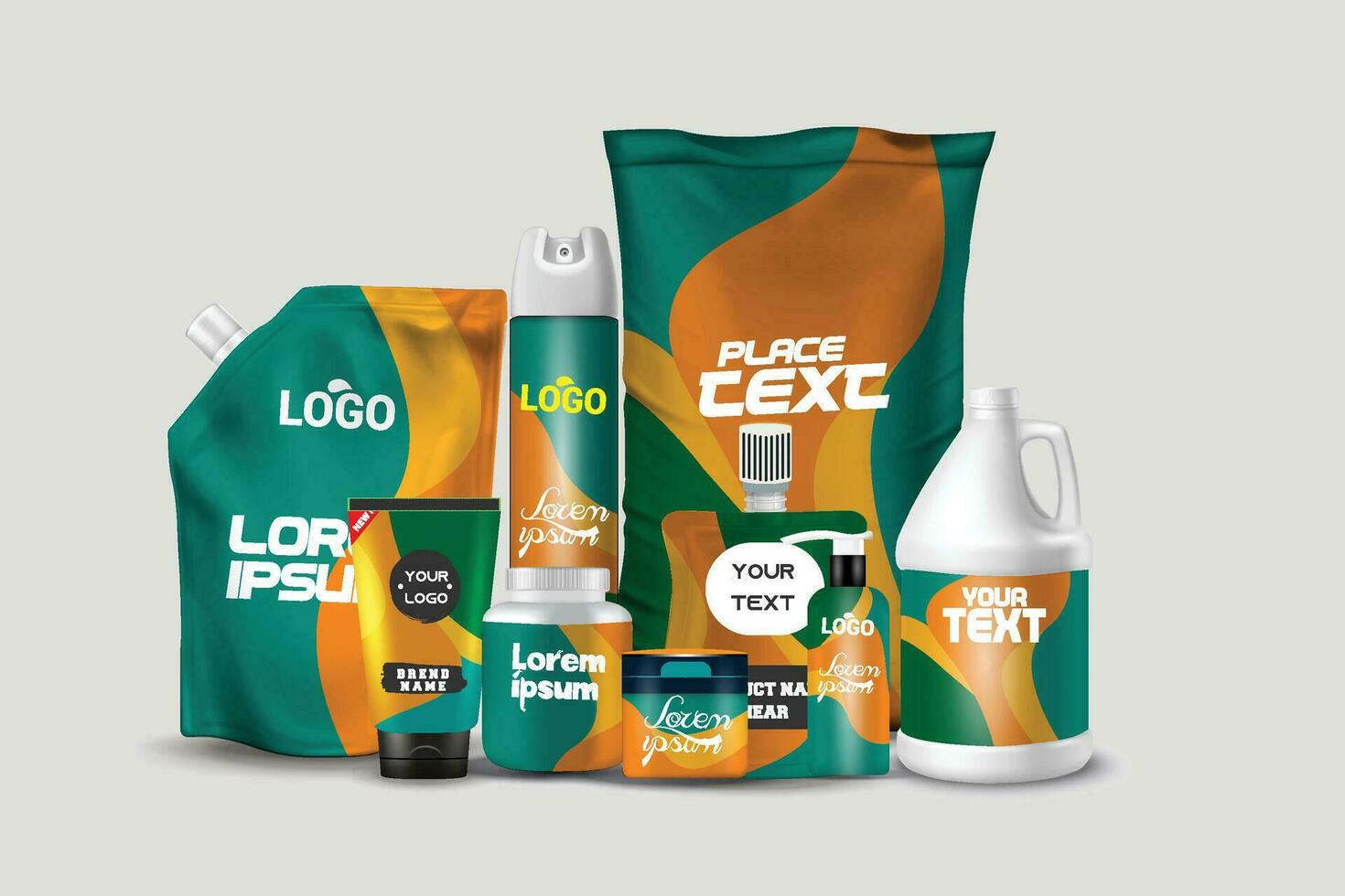 Package design, foil bags isolated on white background in 3d illustration vector
