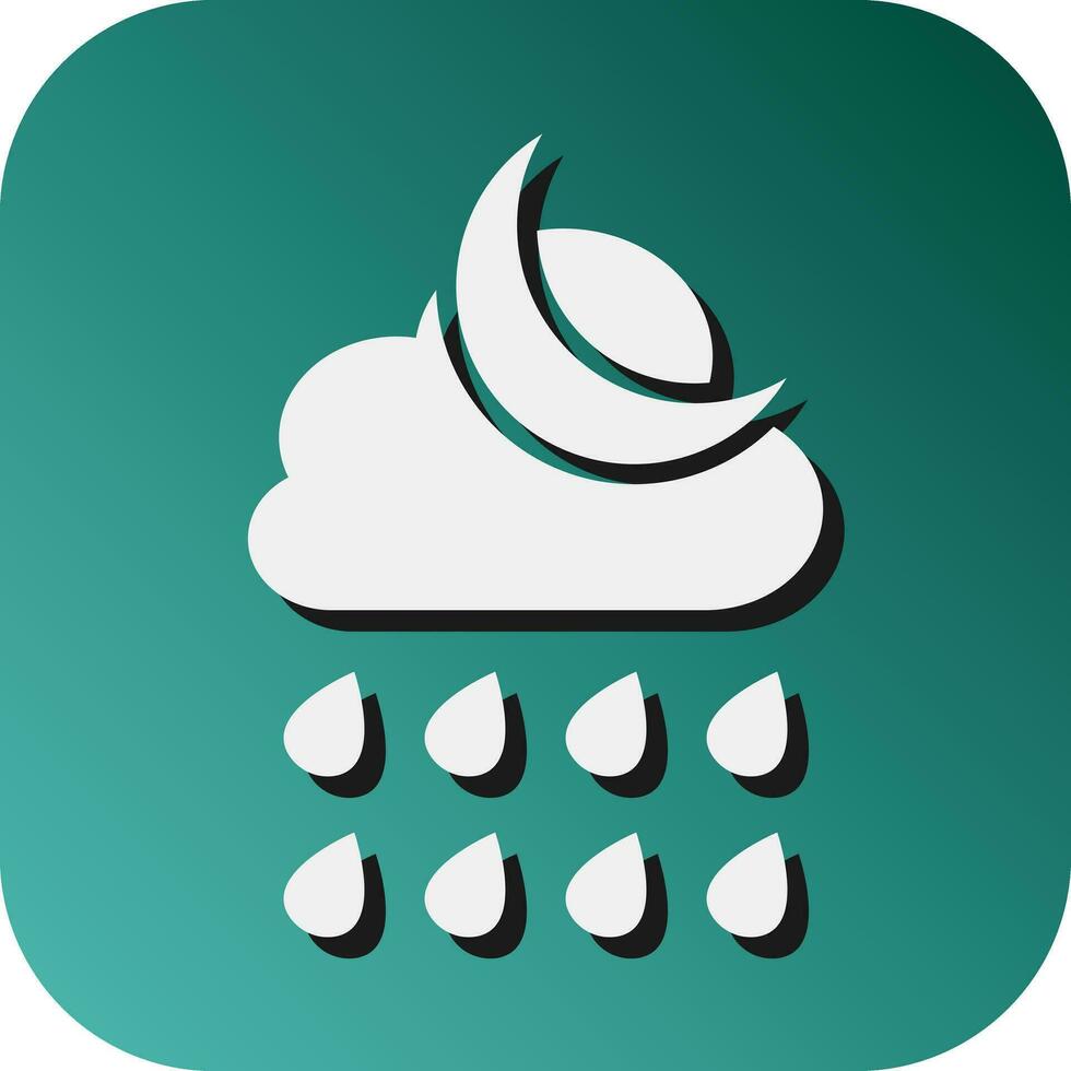 Rainy Night Vector Glyph Gradient Background Icon For Personal And Commercial Use.