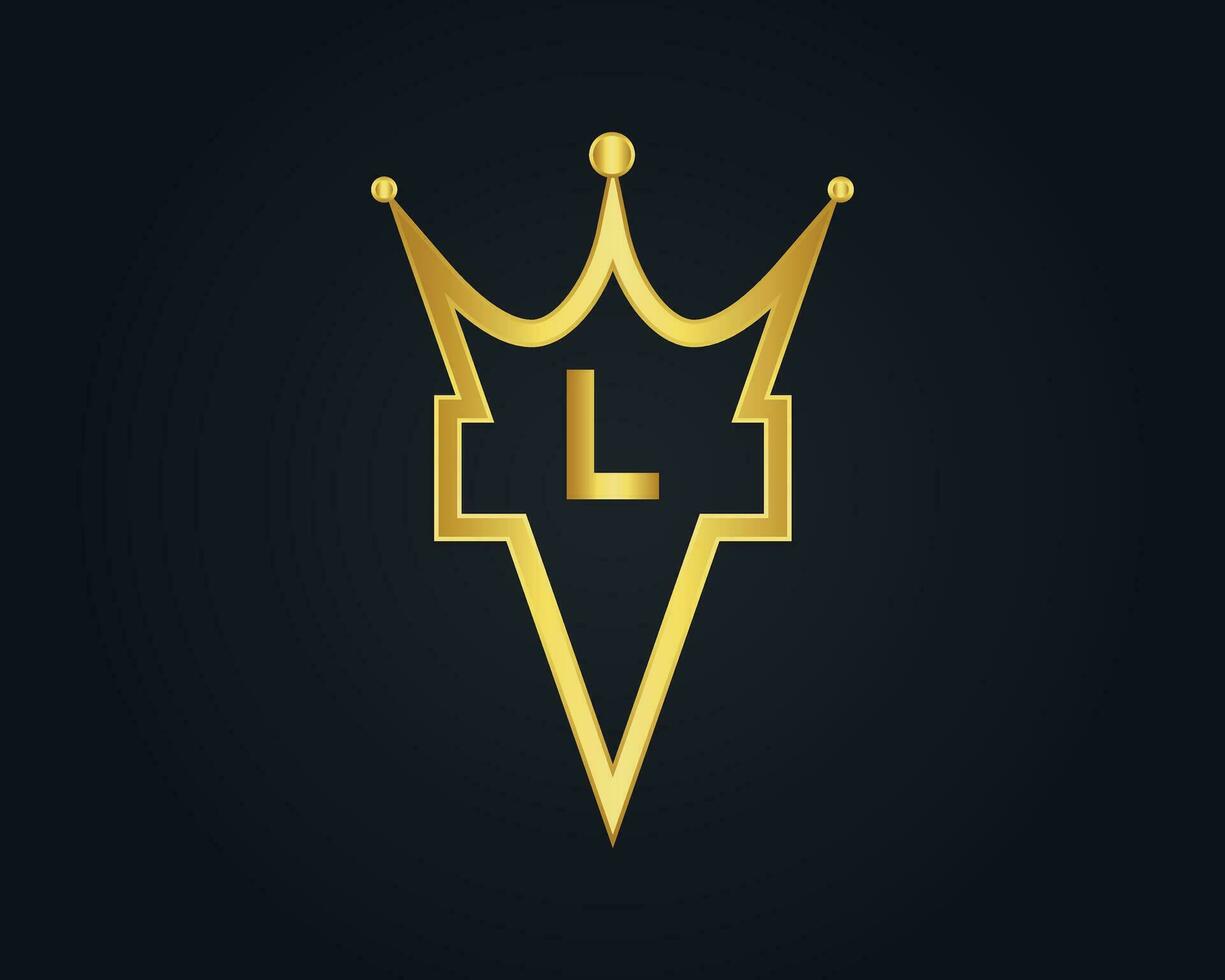 Crown shape L vector royal logo concept design