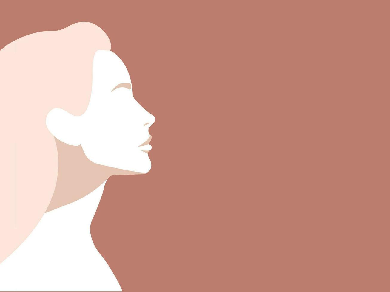Pretty woman side view head silhouette portrait. Plane background. Unrecognizable European female person profile template. vector