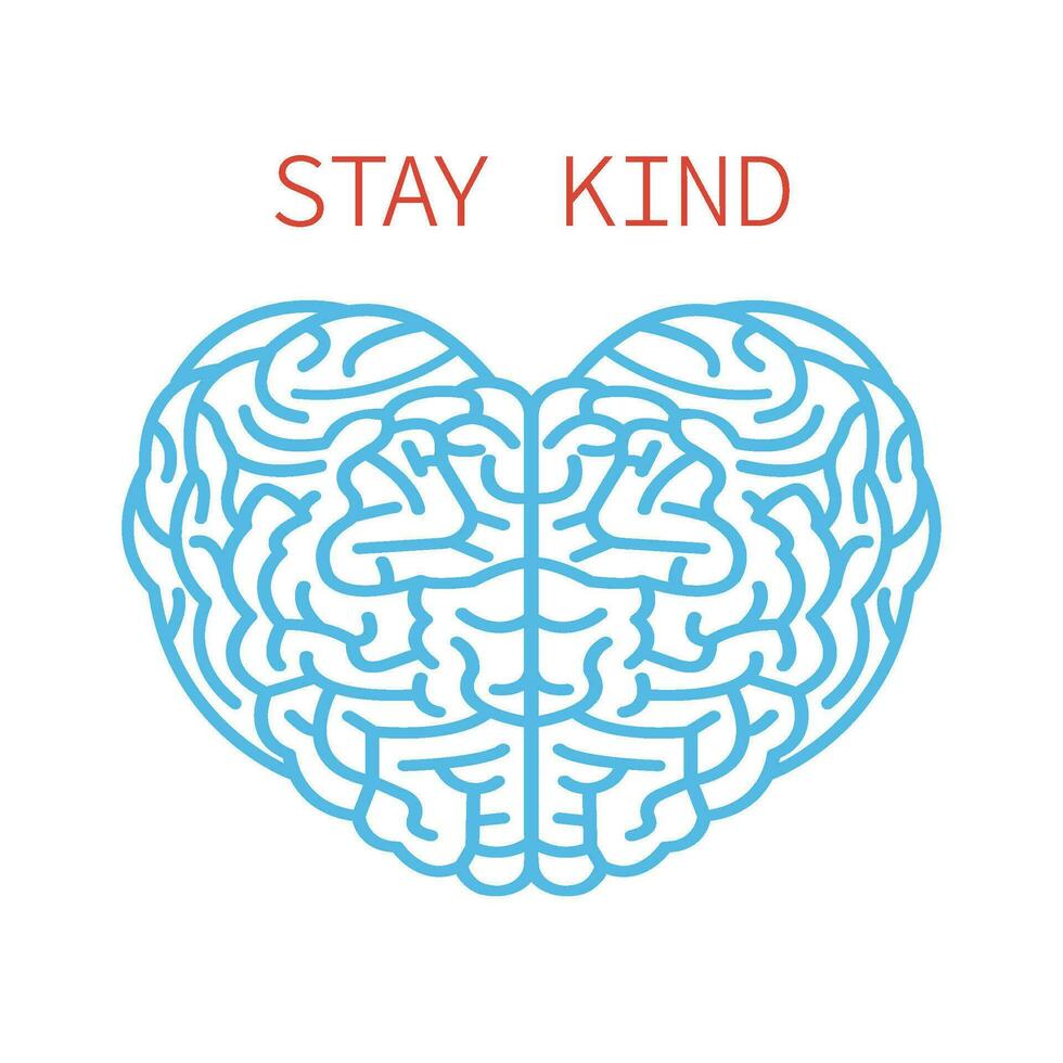 Brain in a shape of heart logo. vector