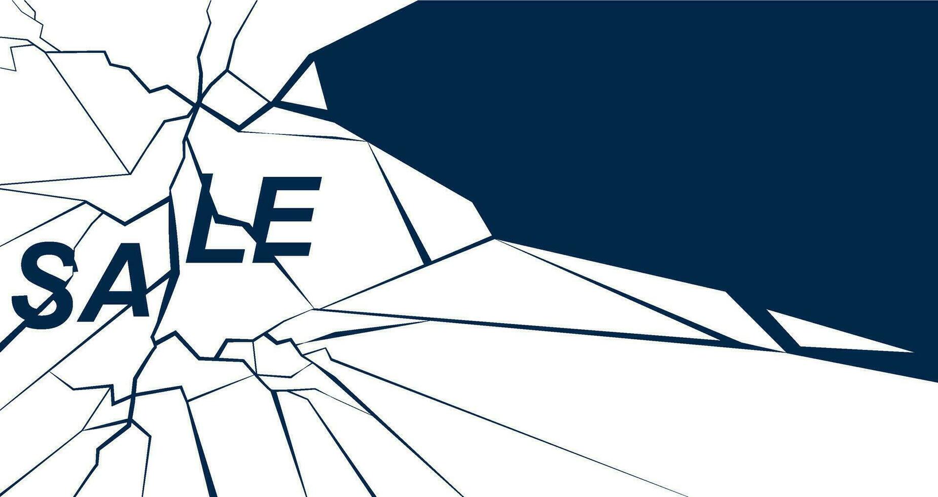 Cracked ice, glass, earth sale horizontal banner. Minimalistic style. vector